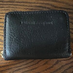 Black Portland Leather Wallet Small Zip Wallet